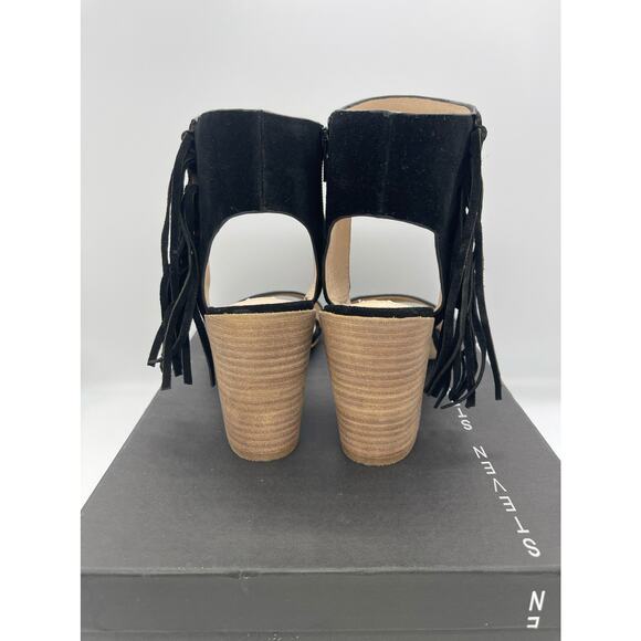 Steve Madden Luisa Black Suede Heels w/ Fringe Size 8.5 - Picture 4 of 5